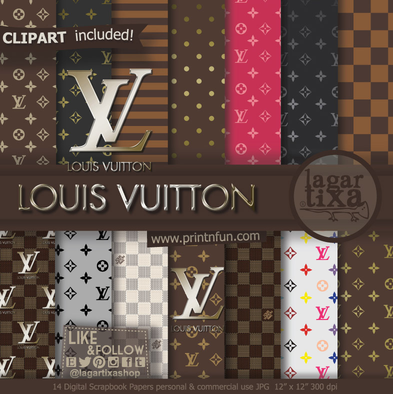 Louis Vuitton Damier Brown Gold White Rainbow Patterns Digital Logo Clipart  PNG Paper for Scrapbooking Party Printables Bride to be, 40th and Fabulous